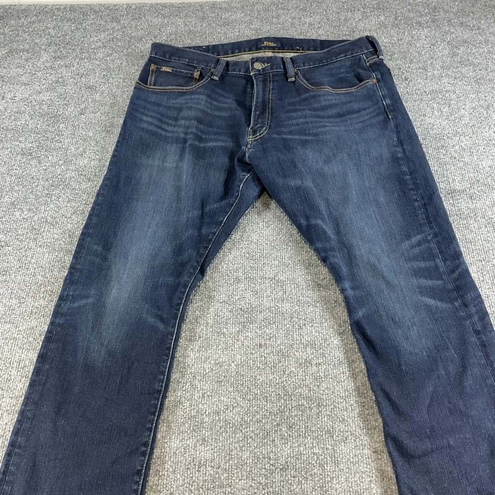 Polo Ralph Lauren Varick Slim Straight Jeans Mens 35x30 Dark Wash Stretch Denim